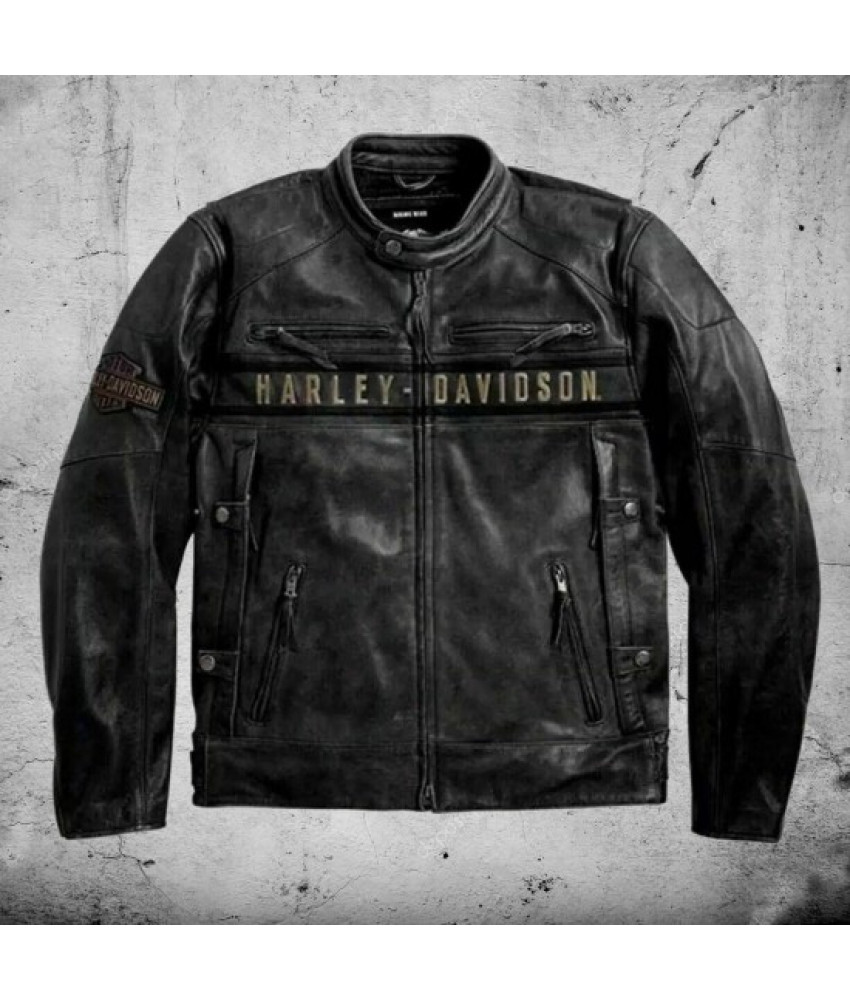 Harley Davidson Distressed Leather Men s Biker Jacket HDD 001